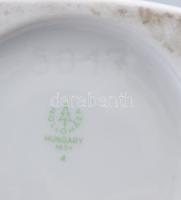 Hollóházi négyoldalas virágmintás váza, jelzett, m: 24 cm