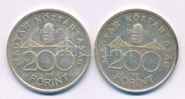 1992. 200Ft "MNB" Ag (2x) T:AU patina 
Adamo F13