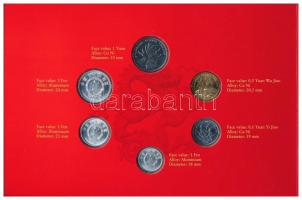 Kína 1986-2005. 1f-1Y (6xklf) forgalmi összeállítás + 1999. 1Y bankjegy, karton díszcsomagolásban T:...