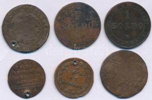 Olasz Államok / Pápai Állam 1787. 1q Cu + 1816. 1q Cu + 1867R 1S (5c) Cu "IX. Pius" (3x) T...