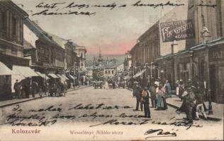 Kolozsvár Wesselényi street with the photo shop of Csizhegyi and furniture warehouse