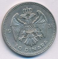 Jugoszlávia 1931. 20D Ag "I. Sándor" T:XF 
Yugoslavia 1931. 20 Dinara Ag "Alexander ...