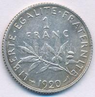 Franciaország 1920. 1Fr Ag T:AU,XF France 1920. 1 Franc Ag C:AU,XF