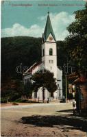 Trencsénteplic, Trencianske Teplice; Katolikus templom. Ondreicska Fábián kiadása / Katholische Kirche / Catholic church