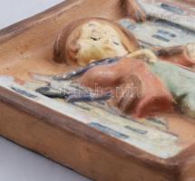 Hummel Hegedülő fiú falikép. Jelzett, 13,5x12,5 cm