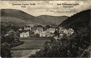 1905 Trencsénteplic-fürdő, Kúpele Trencianske Teplice; Villák. Steiner Samu kiadása / Villenviertel / villas (EK)