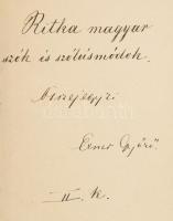 cca 1900 Exner Győző (1864-1945) költő, pedagógus, sakkmester autográf szószedete, ritka magyar szavakról és szólásmondásokról, alfabetikus sorrendben, előzéklapon névbejegyzésével. Korabeli kissé kopott egészvászonkötésű jegyzetfüzetben, márványozott lapélekkel. Néhány száz beírt oldal!