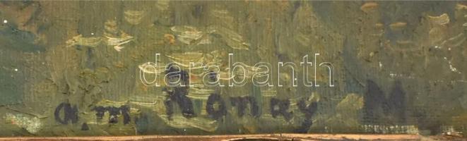 Rónay M jelzéssel, XX. sz. eleje: Részlet a Zemplén vármegyei Bocskai kastélyból. Olaj, vászon. Apró...