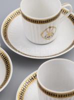 Hollóházi 5 darab csésze alátéttel ÉMÁSZ márkajelzéssel, jelzett, kopásokkal, d: 11 cm