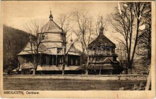 Mikuliczyn, Mykulychyn; Cerkiew / Orthodox wooden church (surface damage)