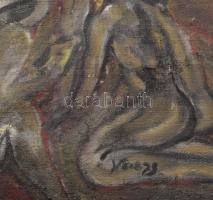 Olvashatatlan (Veress?) jelzéssel: Női aktok. Olaj, vászon, kissé sérült. 28x24,5 cm