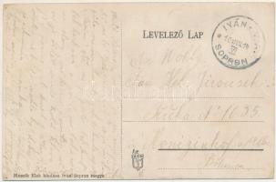 1910 Iván (Sopron), Római katolikus templom, vasútállomás, üzlet. Muszik Elek kiadása (r)