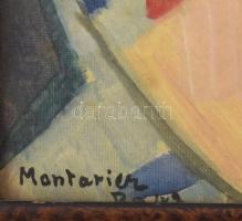 Montarier, Hubert (1913-1970 v. 1973): Ábrándozó lány. Olaj, karton, jelzett. Hátoldalán a művész au...