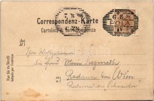 1896 (Vorläufer) Pola, Pula; Handelshafen, Augustus Tempel, Hauptplatz / port, temple, main square. ...