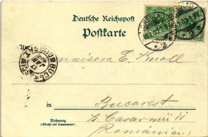 1900 Wroclaw, Breslau; Denkmal Kaiser Wilhelm I / monument. Art Nouveau, floral, litho (fl)