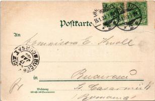 1900 Wroclaw, Breslau; Rathaus / town hall. Art Nouveau, floral, litho with coat of arms (crease)