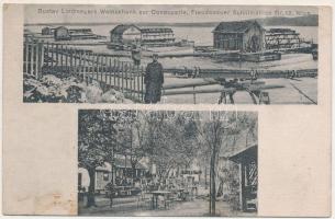 Wien, Vienna, Bécs; Gustav Lindmayers Weinschank zur Donauperle, Freudenauer Schiffmühlen / restaurant, floating ship mills (boat mills) (r)