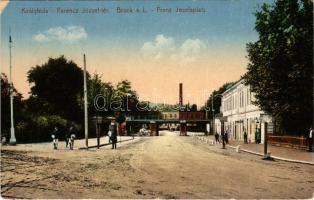 1915 Királyhida, Bruckújfalu Tábor, Brucker Lager, Bruckneudorf; Ferenc József tér, új híd az osztrák-magyar határnál / square, bridge on the Austro-Hungarian border / Franz Josefsplatz. Verlag Marie Huber (EK)