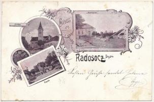 1904 Felsőrados, Radosóc, Radosócz, Radosovce; Kirche, Kapelle, Marktplatz / templom, kápolna, Piac ...