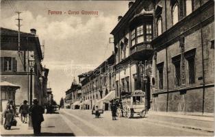 Ferrara, Corso Giovecca / street view, horse-drawn carriage of Hotel d'Europe (EK)