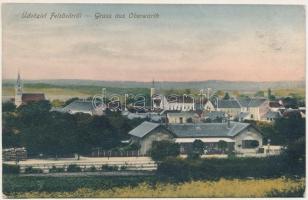 1910 Felsőőr, Oberwart; látkép, vasútállomás. Josef Strobl kiadása / general view, railway station (fl)