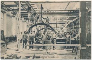 1911 Nagybecskerek, Zrenjanin, Veliki Beckerek; Délmagyarországi Cukorgyár R.-T., belső munkásokkal. Phot. Oldal / Südungarische Zuckerfabrik A.-G. / sugar factory, interior with workers (EB)