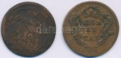 Olasz államok / Nápolyi Királyság 1766. 1T Cu "Carlo" + 1793(?). 1G Cu "IV. Ferdinánd...