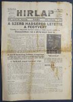 [II. Világháború] Hirlap. 1941. április 20. (Napilap, 11. évfolyam, 1. szám) "A szerb hadsereg ...