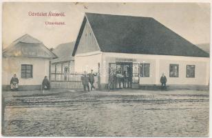 1916 Ákos, Acas; utca részlet, Mandelbaum Izidor üzlete és saját kiadása / street view, publisher&#039;s shop (fl)