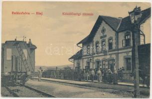 Balázsfalva, Blasendorf, Blaj; Küküllőszögi vasútállomás, vonat. Sinberger Salamon kiadása 65. / railway station, train (EK)