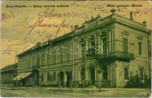 1909 Boksánbánya, Németbogsán, Bocsa Montana, Bocsa; Hotel goldener Hirsch / Arany Szarvas szálloda, Németbogsáni Takarékpénztár. W. L. 1140. / hotel, savings bank