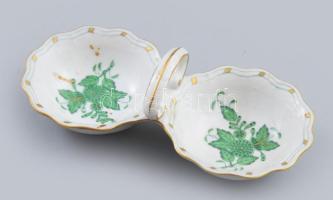 Herendi Apponyi zöld mintás porcelán sótartó, kézzel festett, jelzett, hibátlan, h: 15 cm