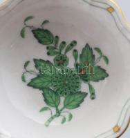 Herendi Apponyi zöld mintás porcelán sótartó, kézzel festett, jelzett, hibátlan, h: 15 cm