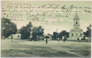 1908 Boksánbánya, Románbogsán, Németbogsán, Deutsch-Bogsan, Bocsa Montana; Hauptgasse / Fő utca, templom. Fotog. Carl Szabonáry / main street, church (EK)