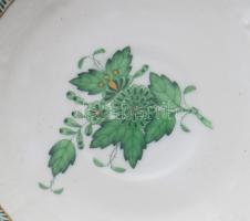 Herendi zöld Apponyi mintás csésze alátéttel. Jelzett, d: 11,5 cm