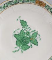 Herendi zöld Apponyi mintás csésze alátéttel. Jelzett, d: 11,5 cm