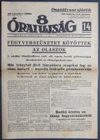 [II. Világháború] 8 Órai Ujság. 1943. szeptember 10. (Napilap, XXIX. évfolyam, 203. szám) "Fegy...