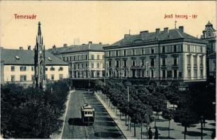 1910 Temesvár, Timisoara; Jenő herceg tér, emlékmű, villamos. W.L. Bp. 2002. Gerő Manó kiadása / square, monument, tram (EK)