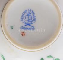 Herendi zöld Apponyi mintás csésze, jelzett, repedéssel, m: 5 cm