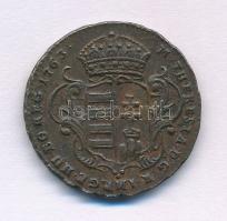 1763. Rézdénár "Mária Terézia / zárt korona" T:XF 
Huszár: 1756, Unger III.: 1278