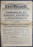 [II. Világháború] Esti Kurir. 1938. október 2. (Napilap, XVI. évfolyam 222. szám) "Csehország á...