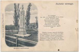 1910 Miriszló, Mirislau (Nagyenyed, Aiud); Alsófehér vármegye, az 1600. évi Miriszlói csata emlékműve. Winkler János kiadása / monument of the Battle of Miraslau (1600)