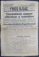 [II. Világháború] Friss Ujság. 1939. március 15. (Napilap, 44. évfolyam, 61. szám) "Tizenkétórá...