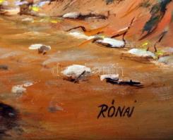 Rónai Antal (1926- ): Alkony. Olaj, farost, jelzett, fakeretben, 40×70 cm