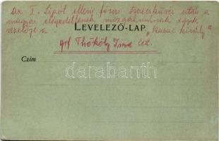 Késmárk, Kezmarok; Thököly Imre és vára, este / Emeric Thököly and castle, night (fl)