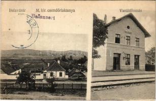 Balavásár, Balauseri; M. kir. csendőrlaktanya, vasútállomás / gendarme barracks, railway station (EK)