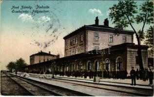 1938 Érsekújvár, Nové Zámky; Nadraze / pályaudvar, vasútállomás / railway station + "1938 Érsekújvár visszatért" So. Stpl