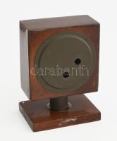 Orosz rusztikus asztali óra, kulcs nélkül, kopással, m: 21 cm