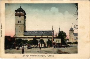 Rozsnyó, Roznava; Régi őrtorony, piac, Vajner József üzlete. Falvi Jenő kiadása / watchtower, market, shops (fl)