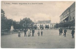 Lőcse, Levoca; Sétatér, megyeháza és a honvéd emlék. Feitzinger Ede No. 949. L. / square, county hall, Hungarian military monument